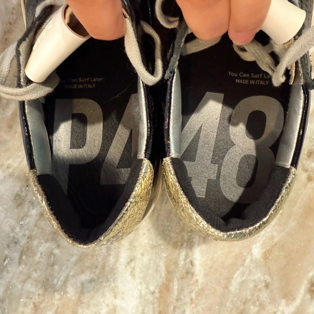 Women’s P448 black patent/tan croc sneakers- Size 39 - Picture 9 of 10